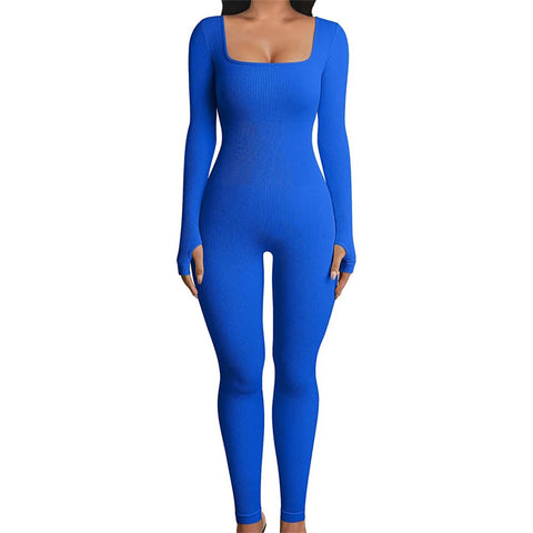 Long Sleeve Ribbed Jumpsuit