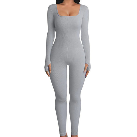 Long Sleeve Ribbed Jumpsuit