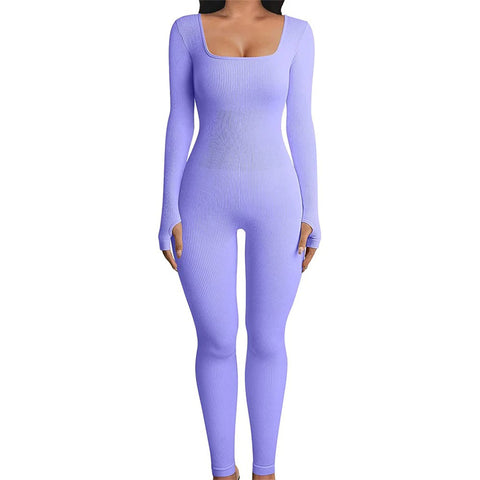 Long Sleeve Ribbed Jumpsuit