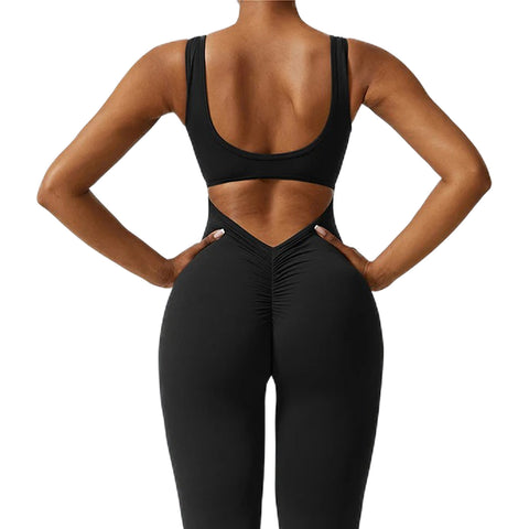 V Shape Scrunch Butt Jumpsuit