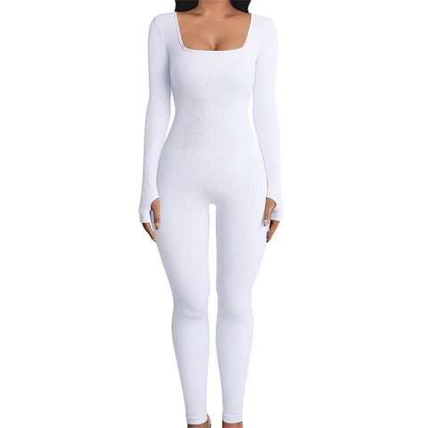 Long Sleeve Ribbed Jumpsuit